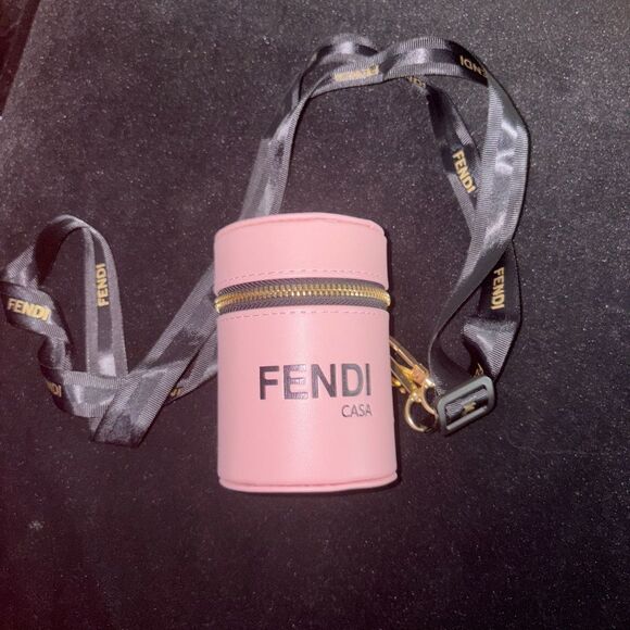 Fendi Pink VIp Gift makeup holder key holder small crossbody bag Case with Strap - Picture 1 of 10